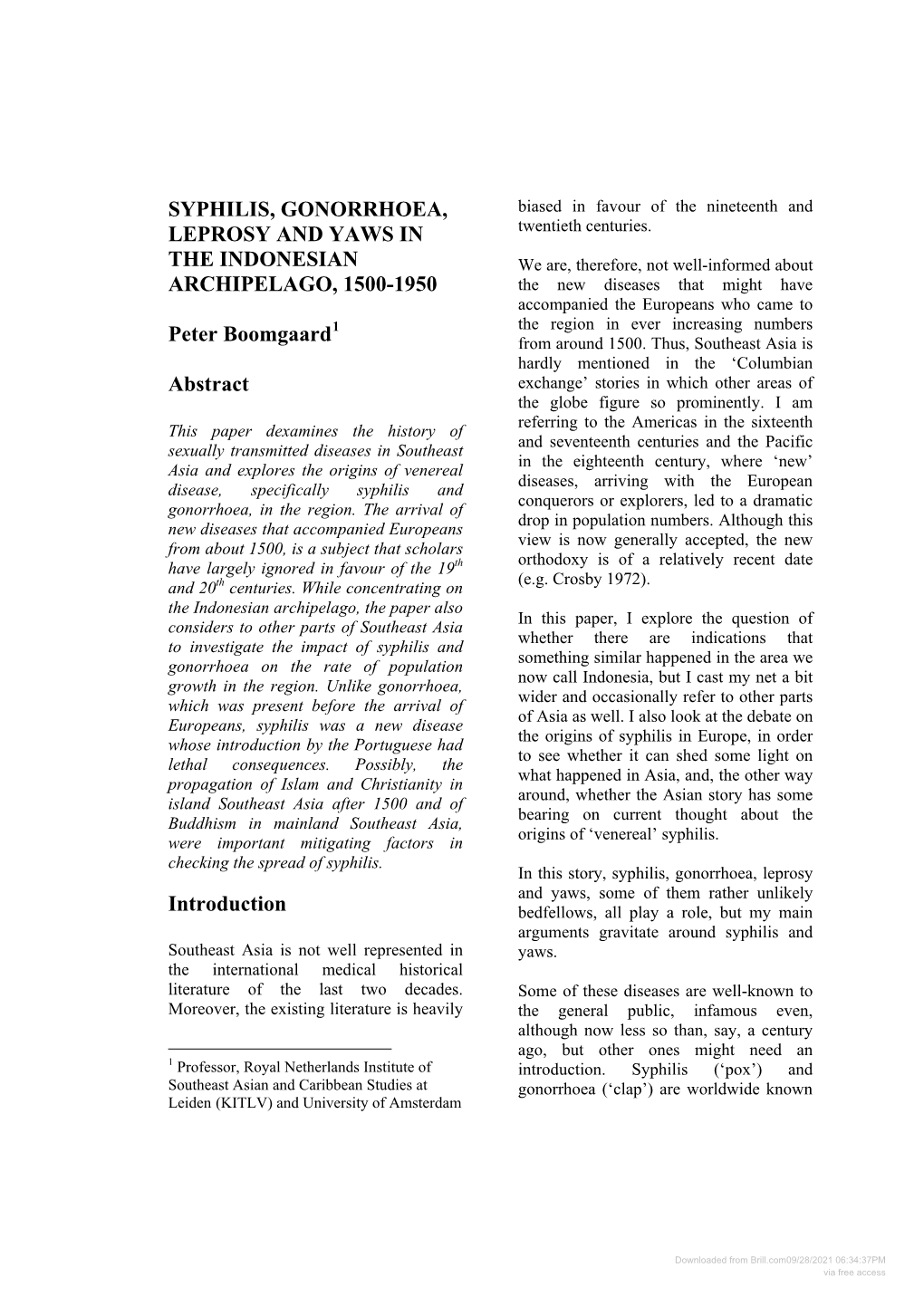 Syphilis, Gonorrhoea, Leprosy, and Yaws In