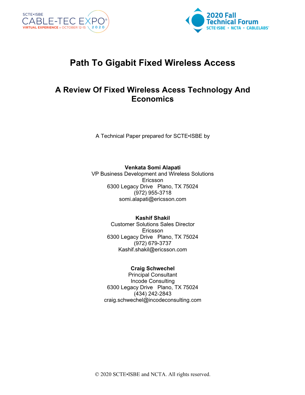 Path to Gigabit Fixed Wireless Access