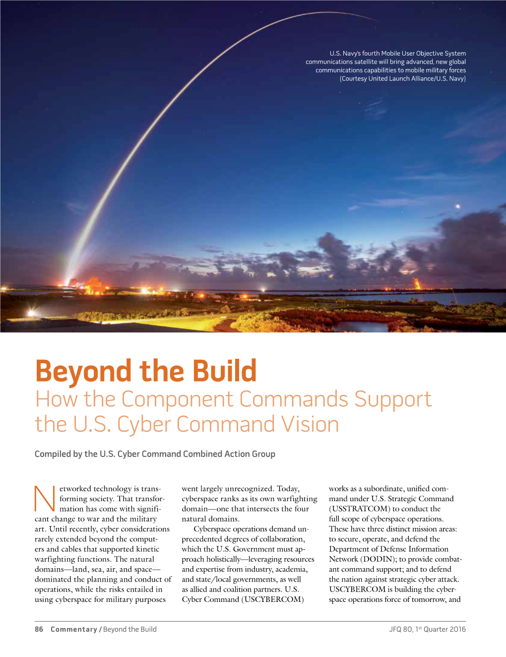 Beyond the Build How the Component Commands Support the U.S