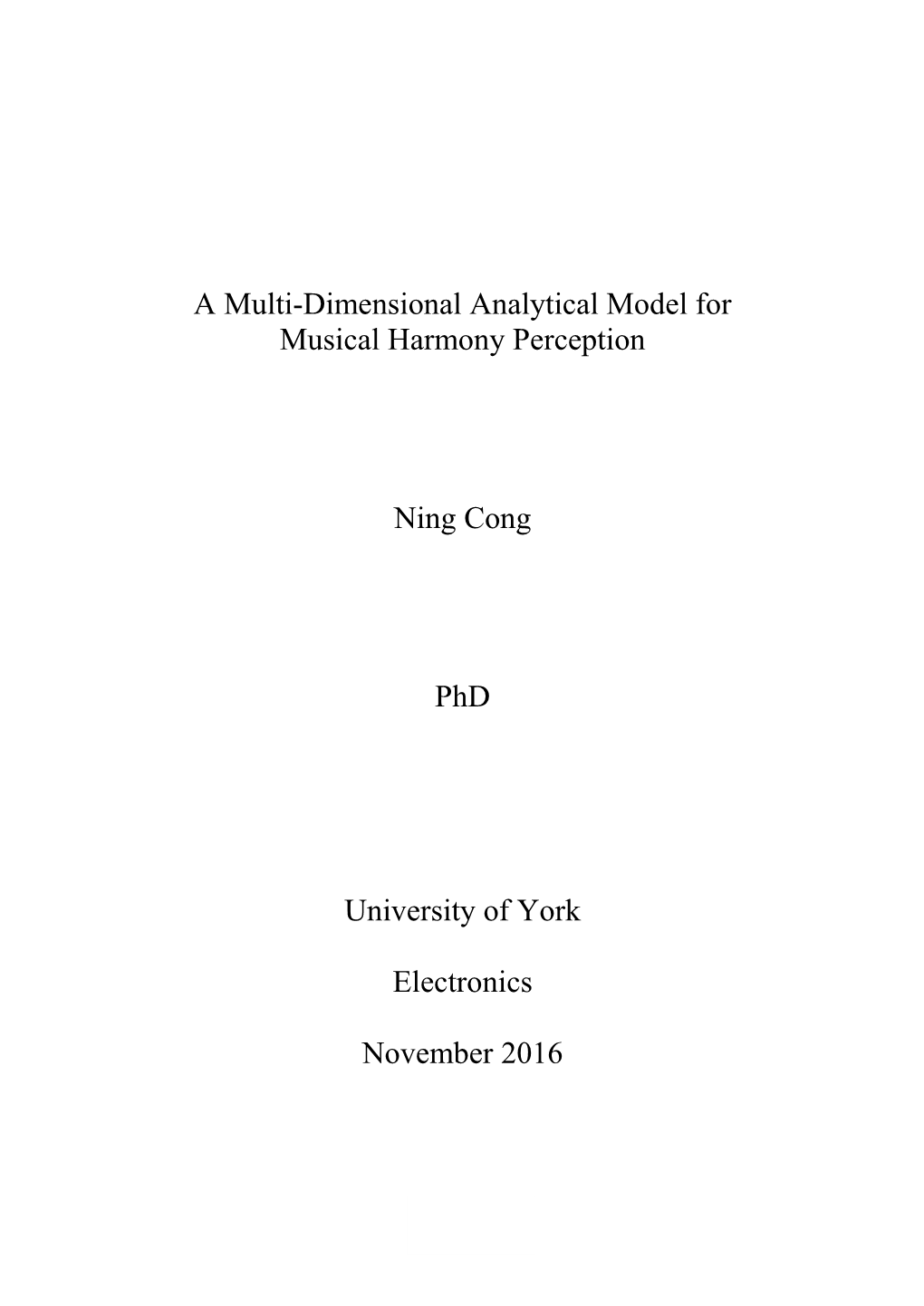 A Multi-Dimensional Analytical Model for Musical Harmony Perception