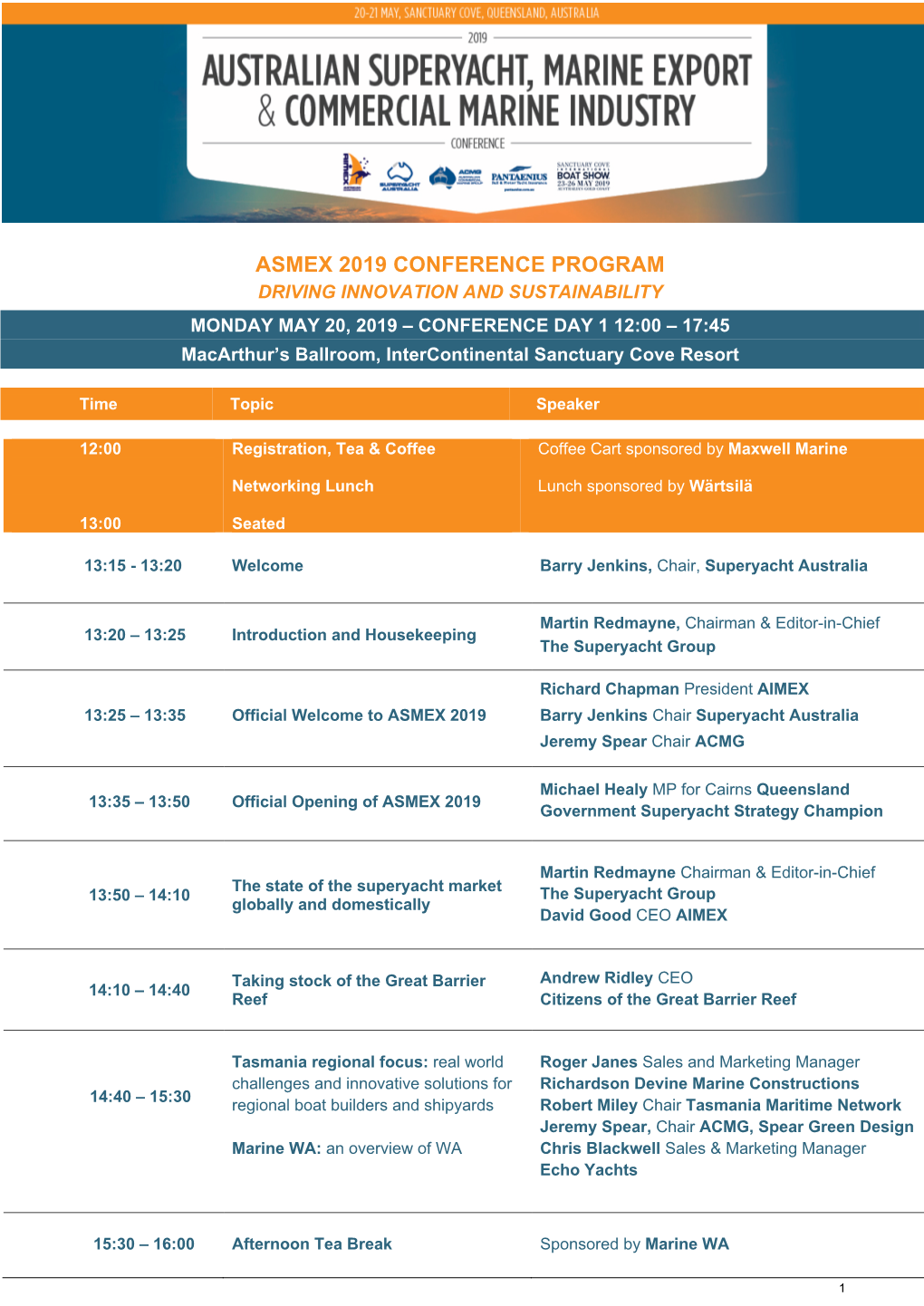 Asmex 2019 Conference Program