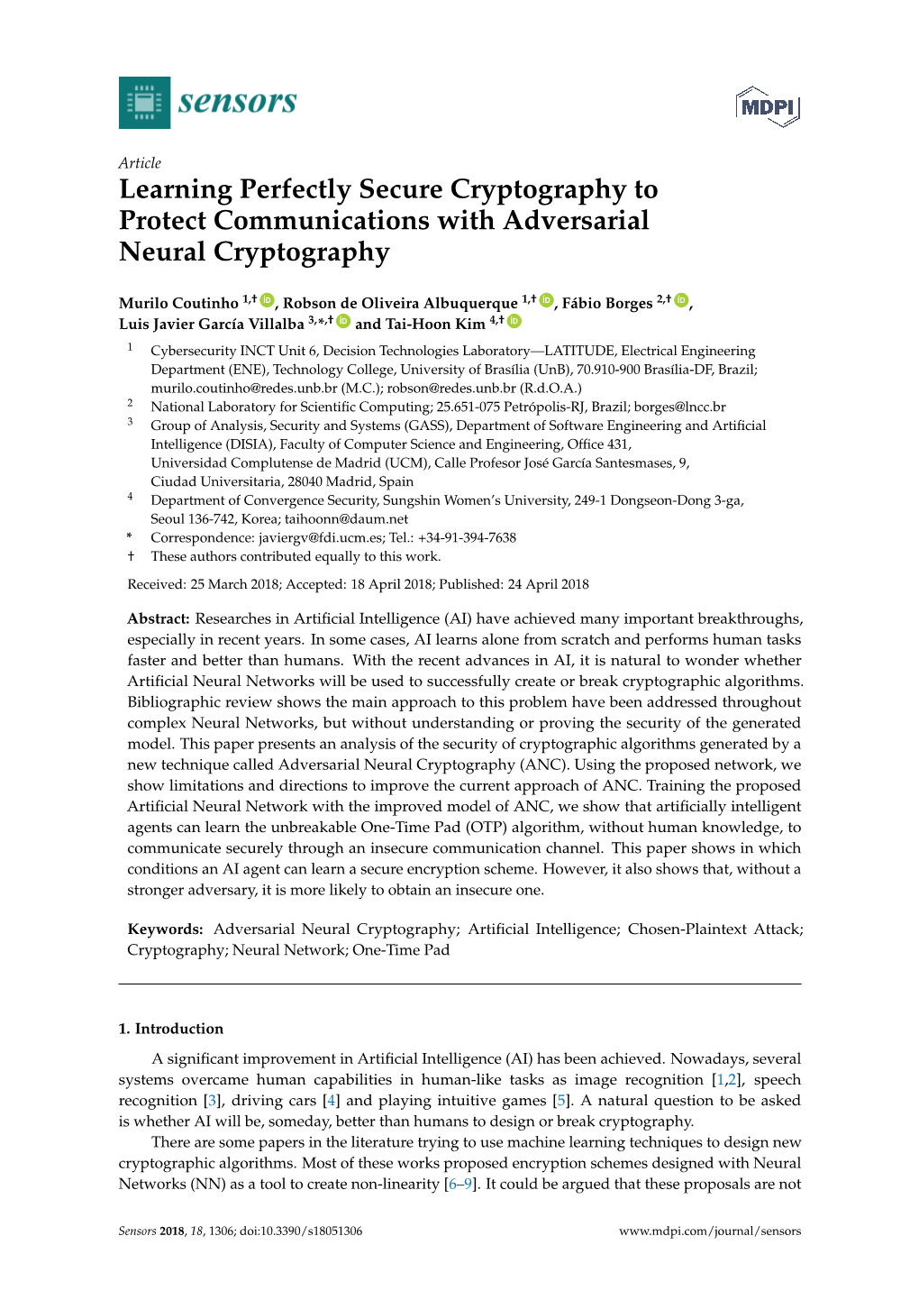 Learning Perfectly Secure Cryptography to Protect Communications with Adversarial Neural Cryptography