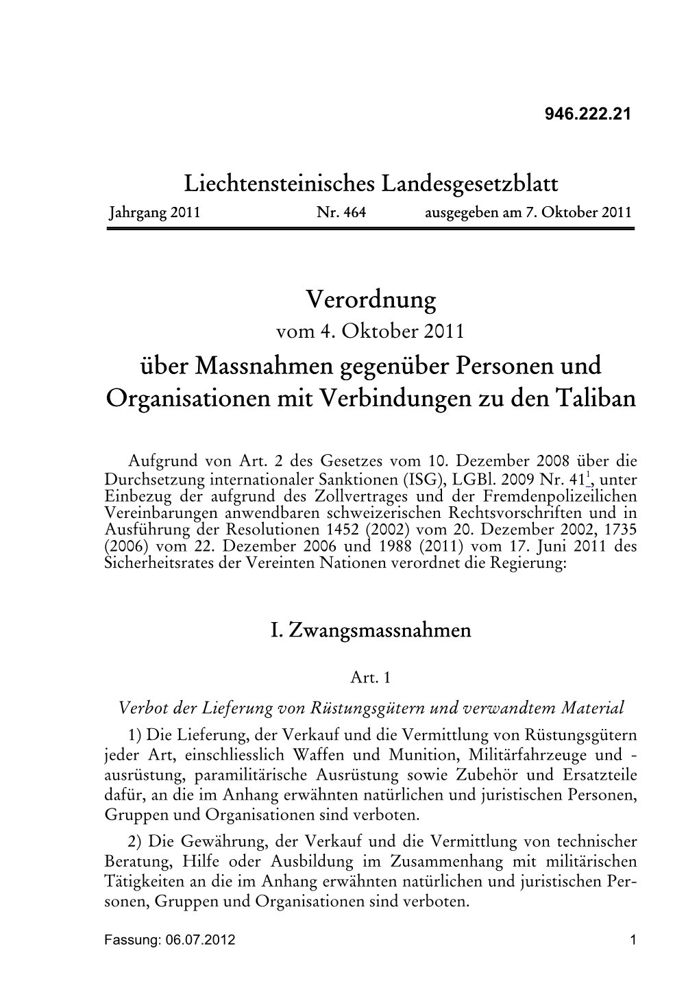 Verordnung Über Massnahmen Gegenüber Personen Und