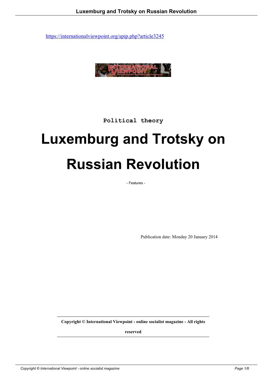 Luxemburg and Trotsky on Russian Revolution