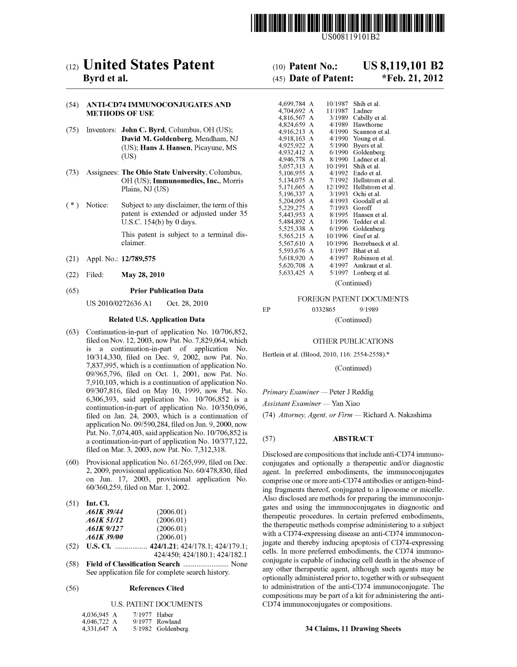 (12) United States Patent (10) Patent No.: US 8,119,101 B2 Byrd Et Al