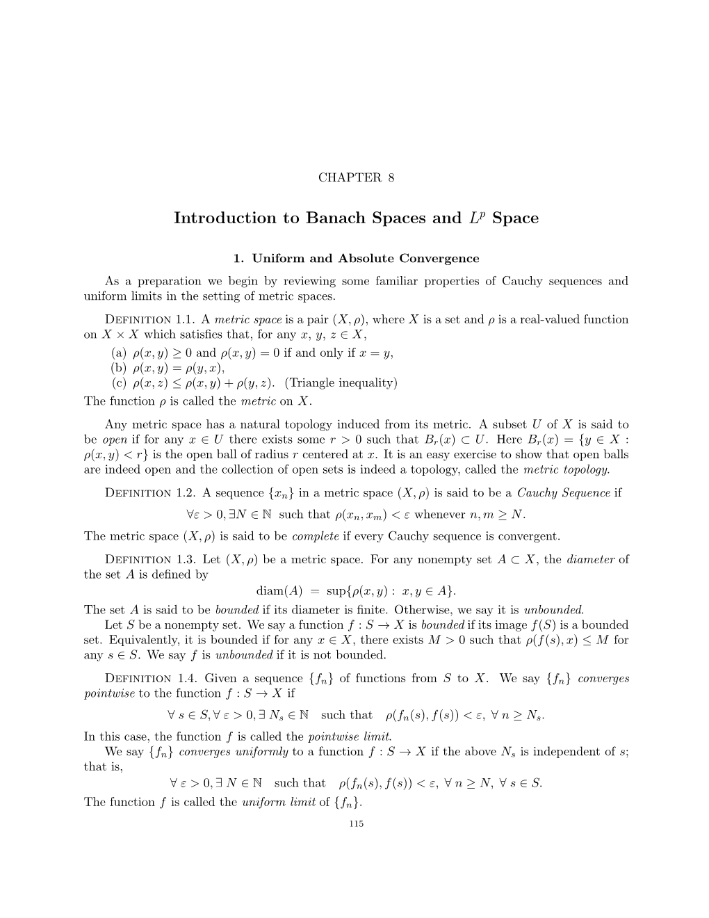 Introduction to Banach Spaces and Lp Space