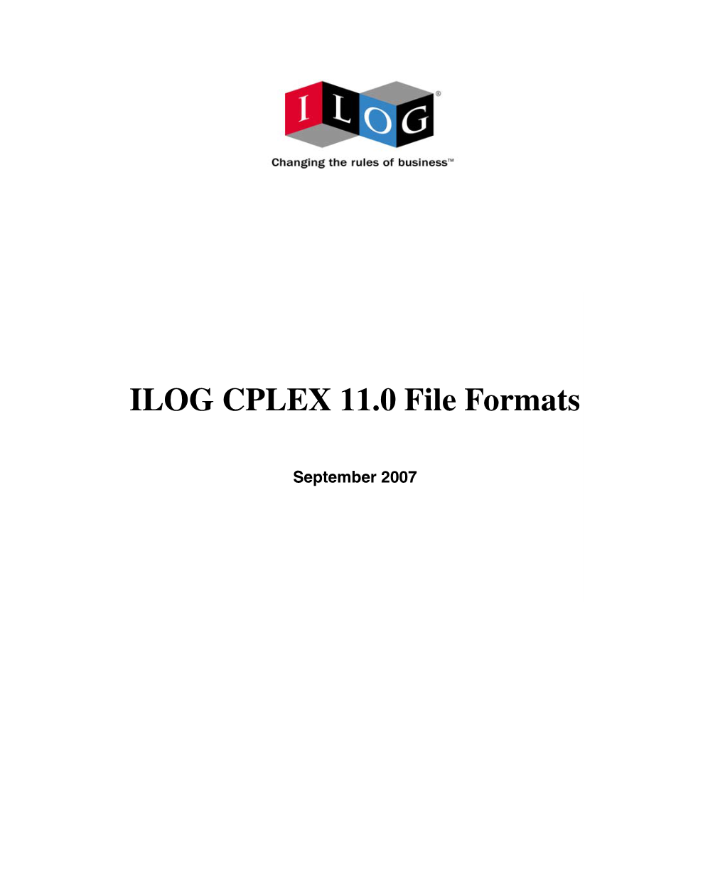 ILOG CPLEX 11.0 File Formats