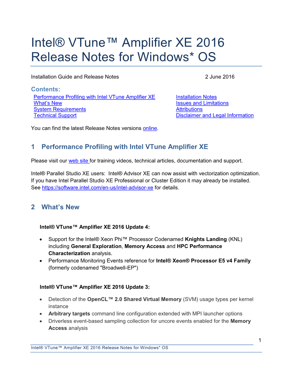 Intel® Vtune™ Amplifier XE 2016 Release Notes for Windows* OS