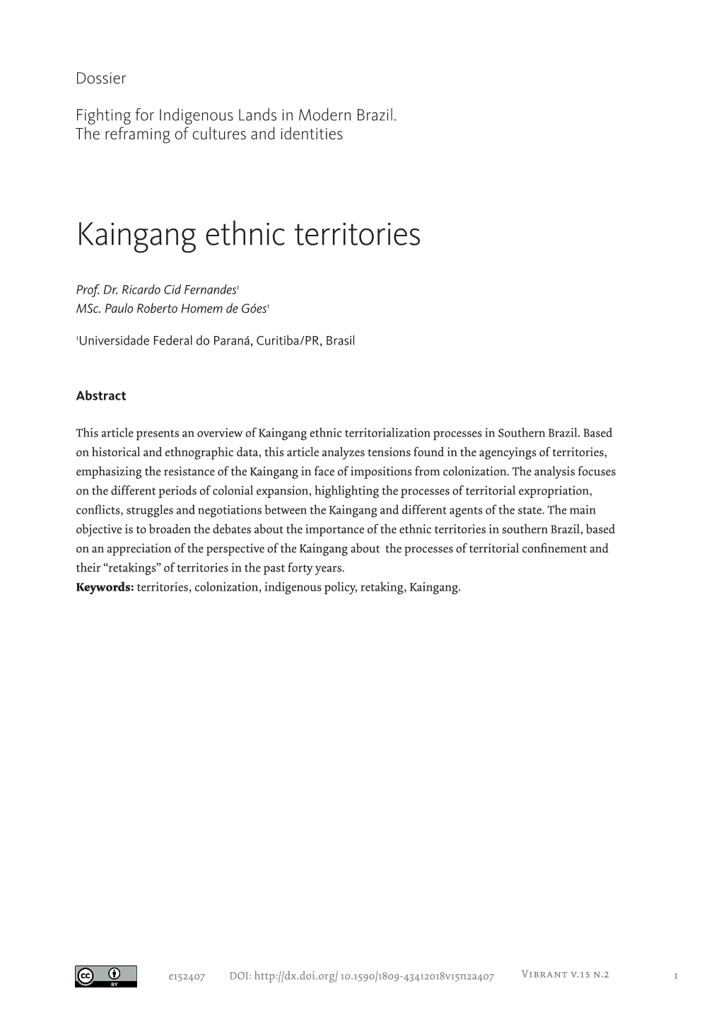 Kaingang Ethnic Territories