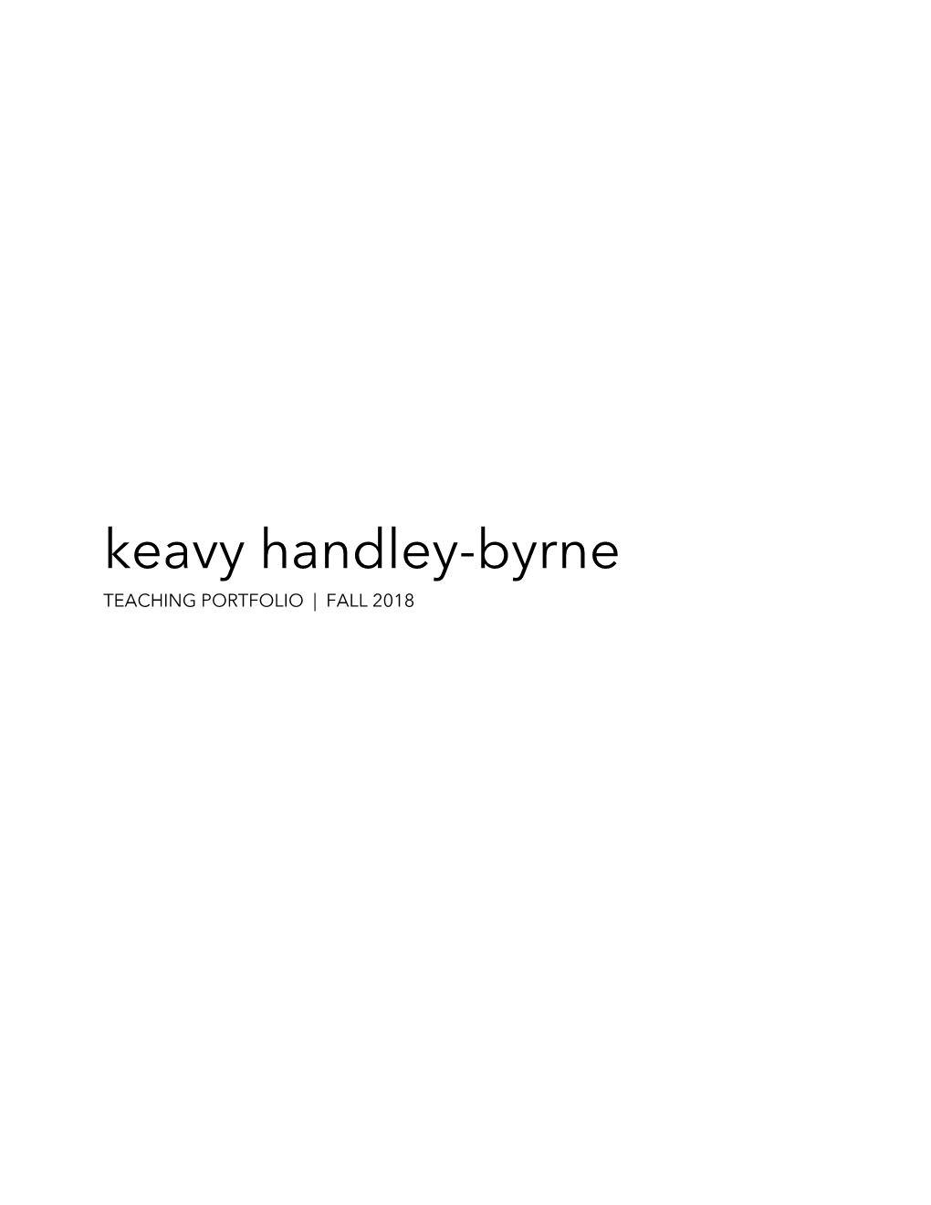 Keavy Handley-Byrne Teaching Portfolio Photography 2018