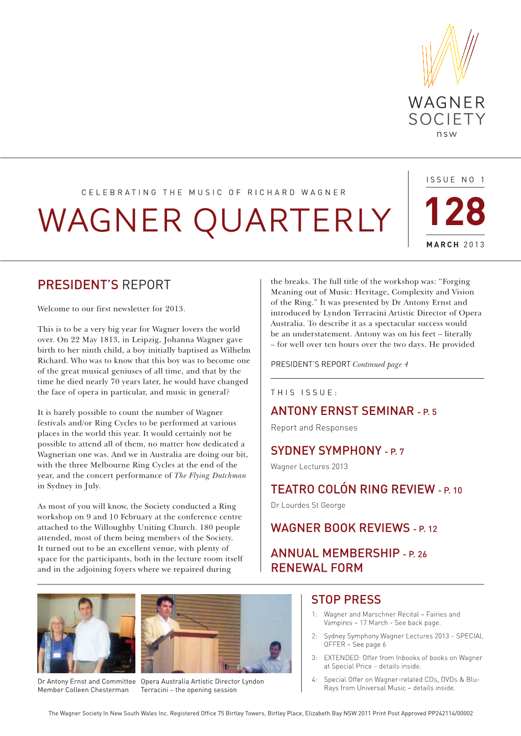 Wagner Quarterly 128, March 2013