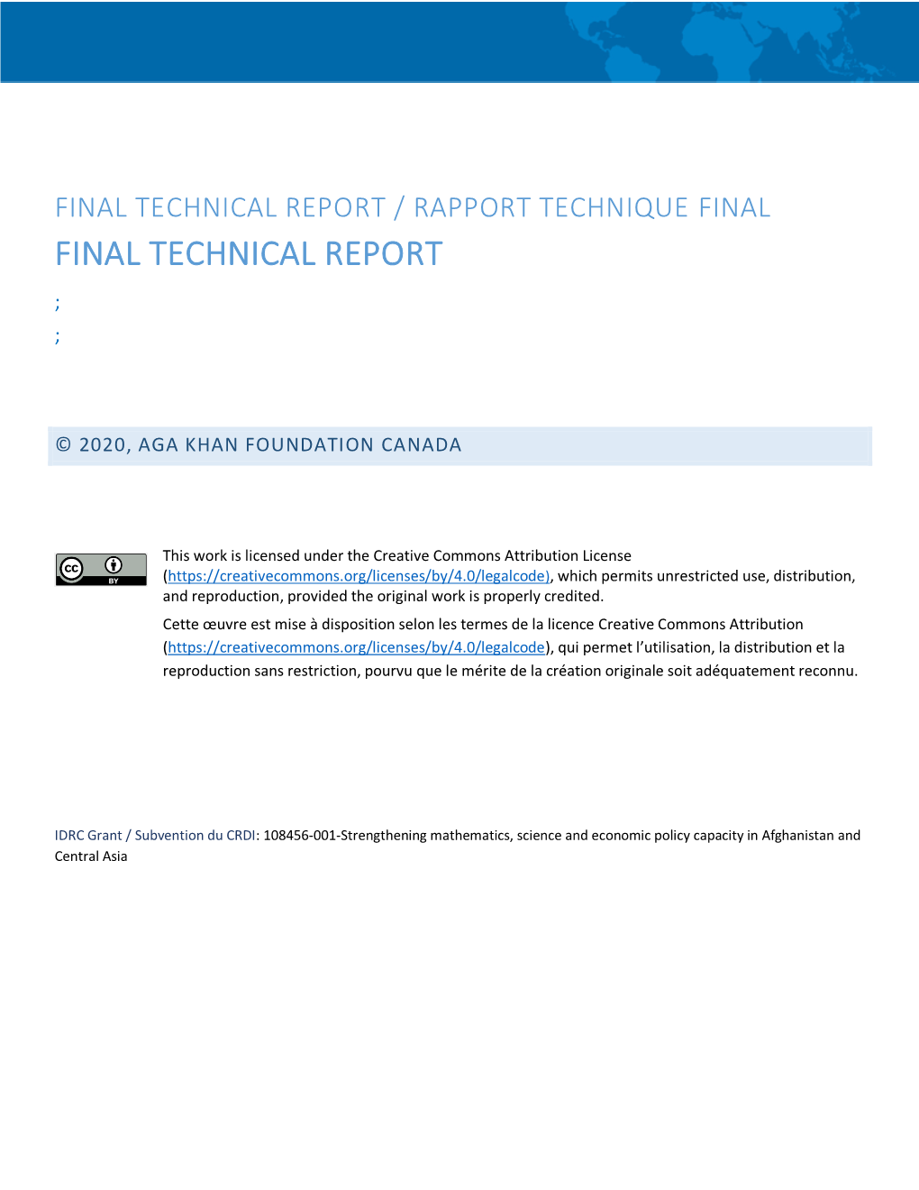 Final Technical Report / Rapport Technique Final Final Technical Report ; ;