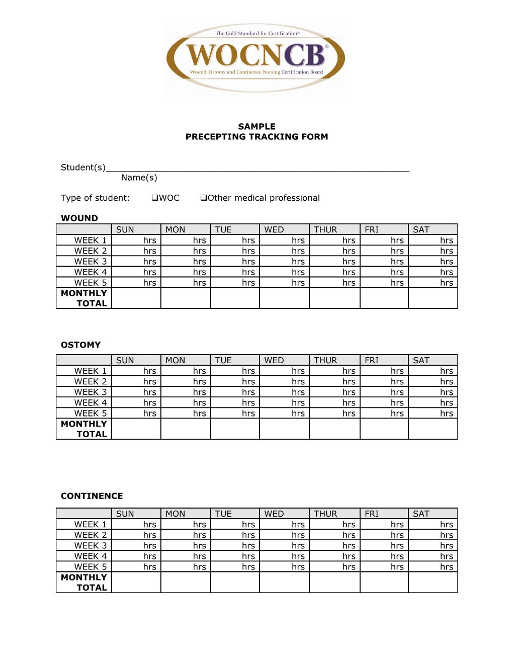 Precepting Tracking Form