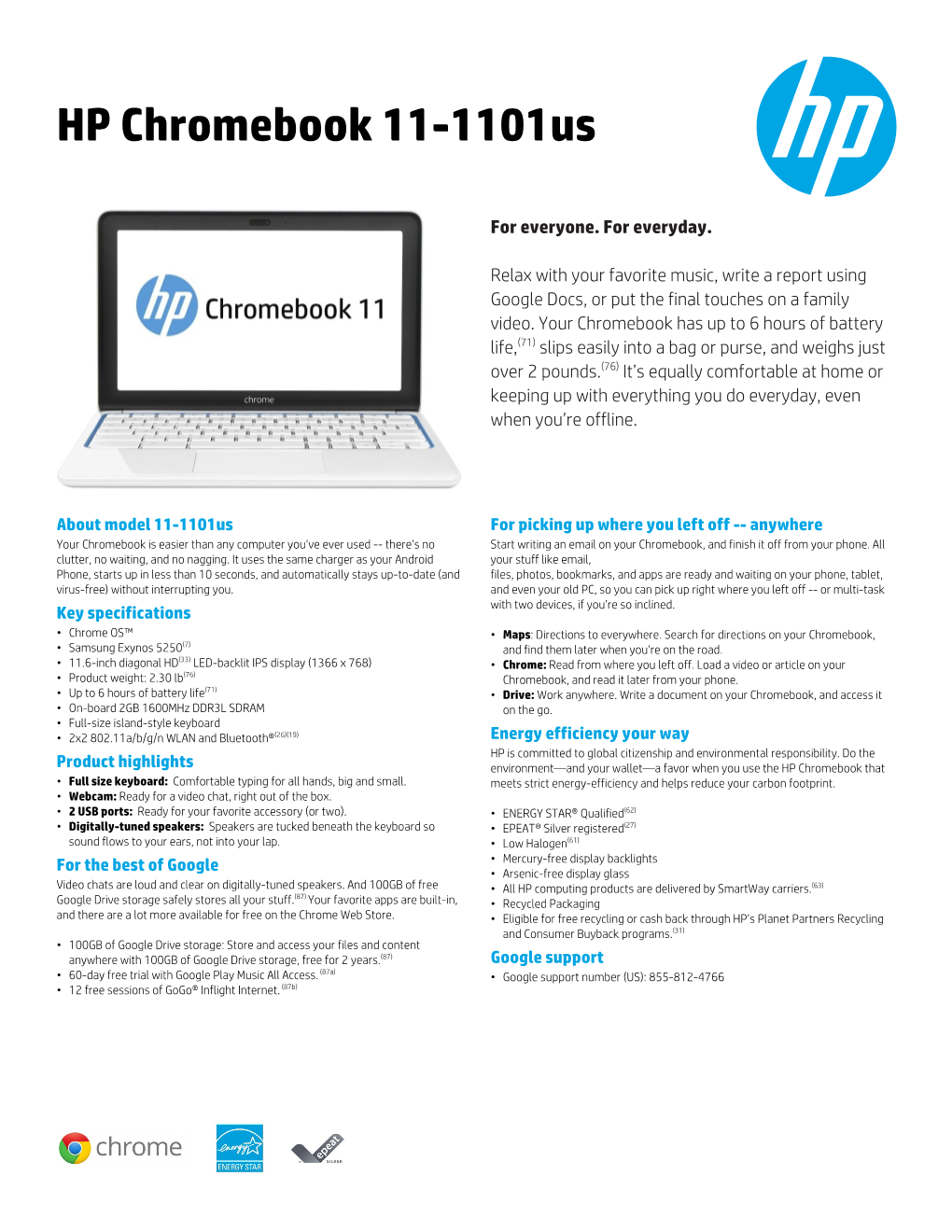 HP Chromebook 11-1101Us