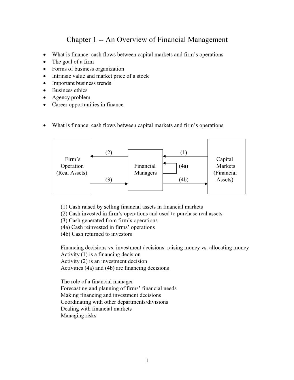 Chapter 1 -- an Introduction to Financial Management