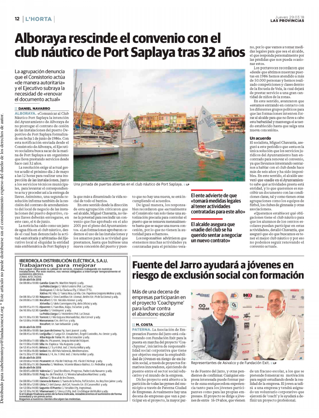 Alboraya Rescinde El Convenio Con El Club Náutico De Port Saplaya Tras