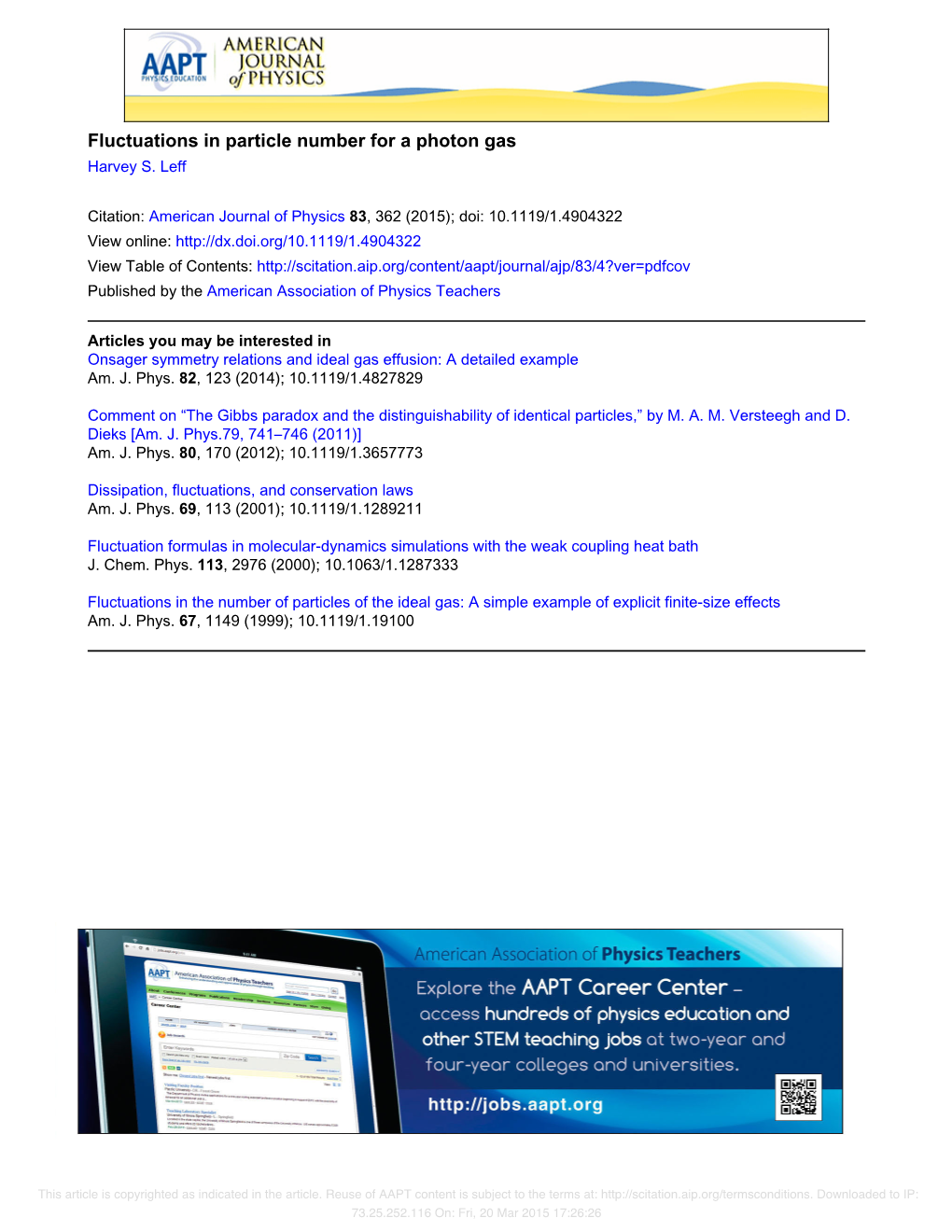 Fluctuations in Particle Number for a Photon Gas Harvey S