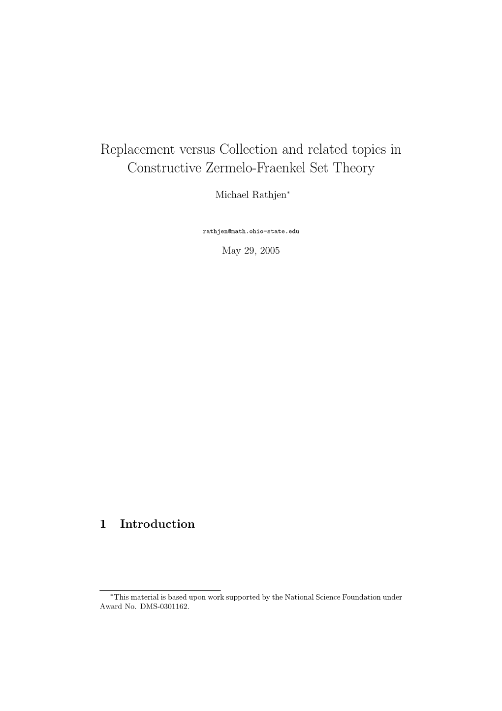 Replacement Versus Collection and Related Topics in Constructive Zermelo-Fraenkel Set Theory