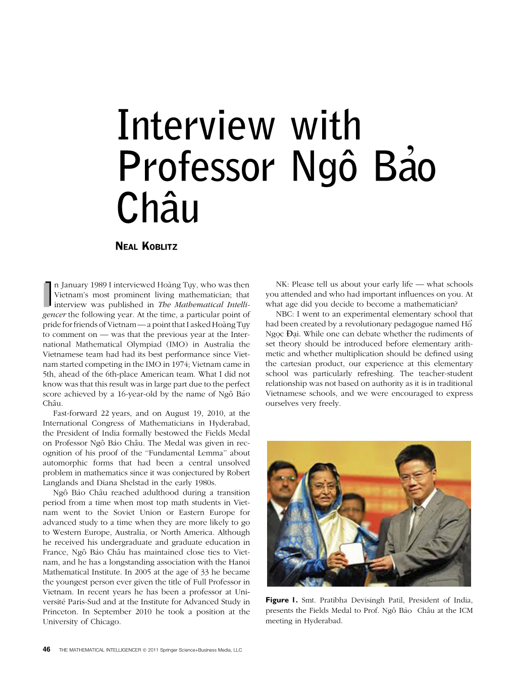 Interview with Professor Ngoˆ Ba'o Chaˆu