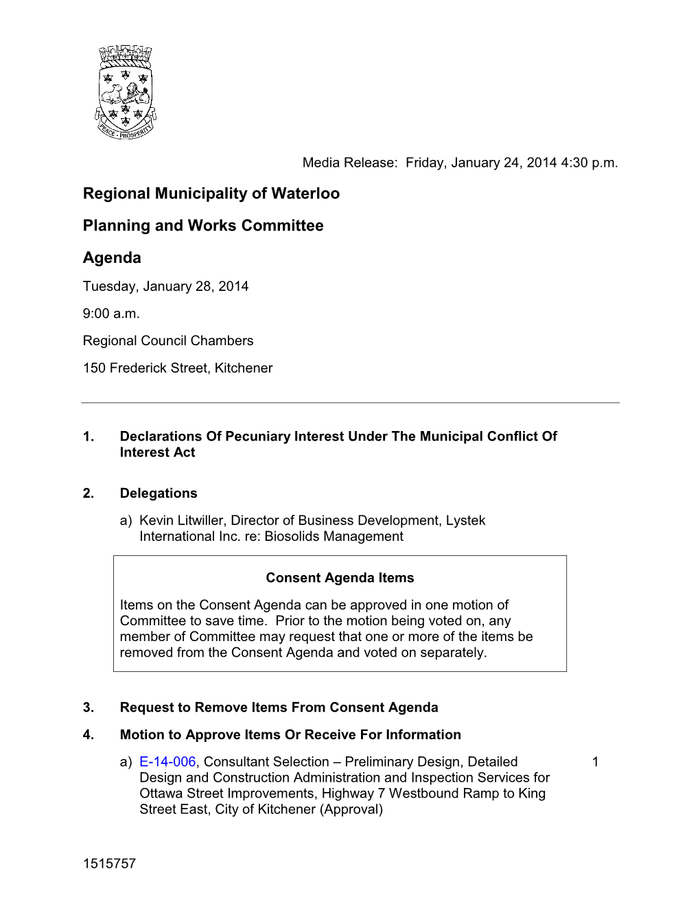 Planning and Works Committee Agenda