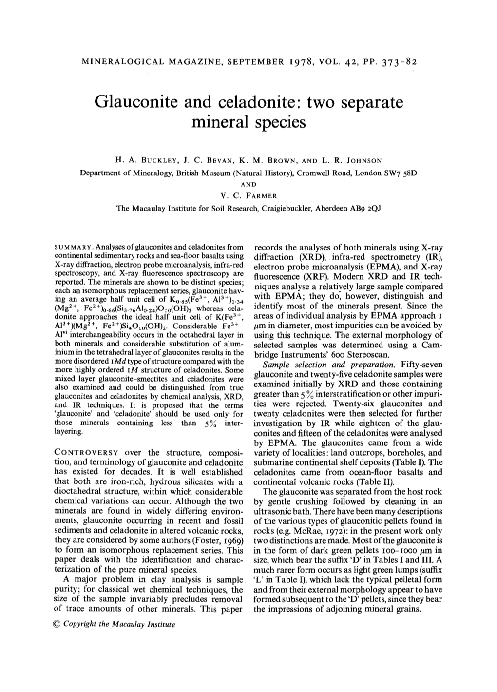 Glauconite and Celadonite