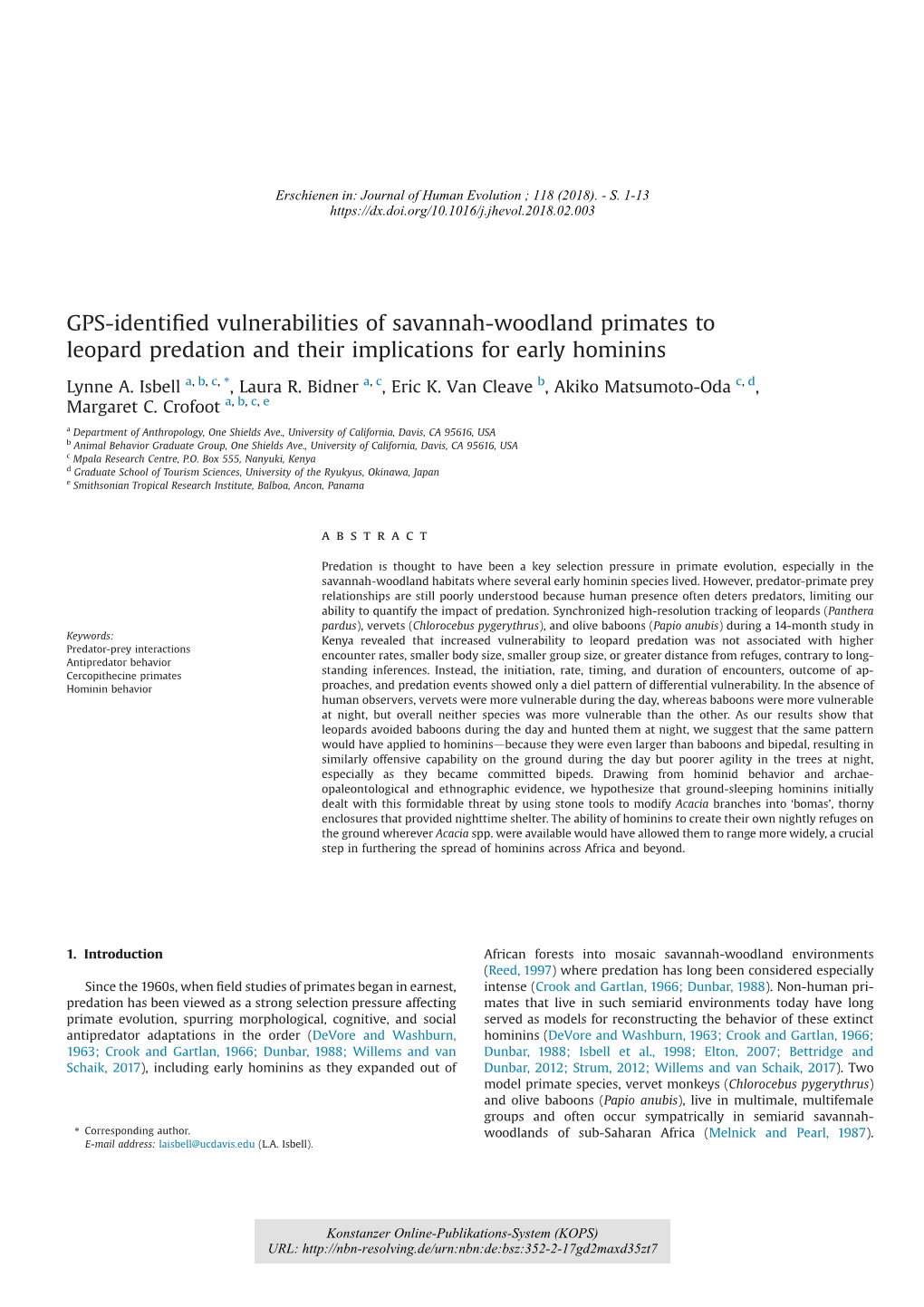 GPS-Identified Vulnerabilities of Savannah-Woodland Primates To