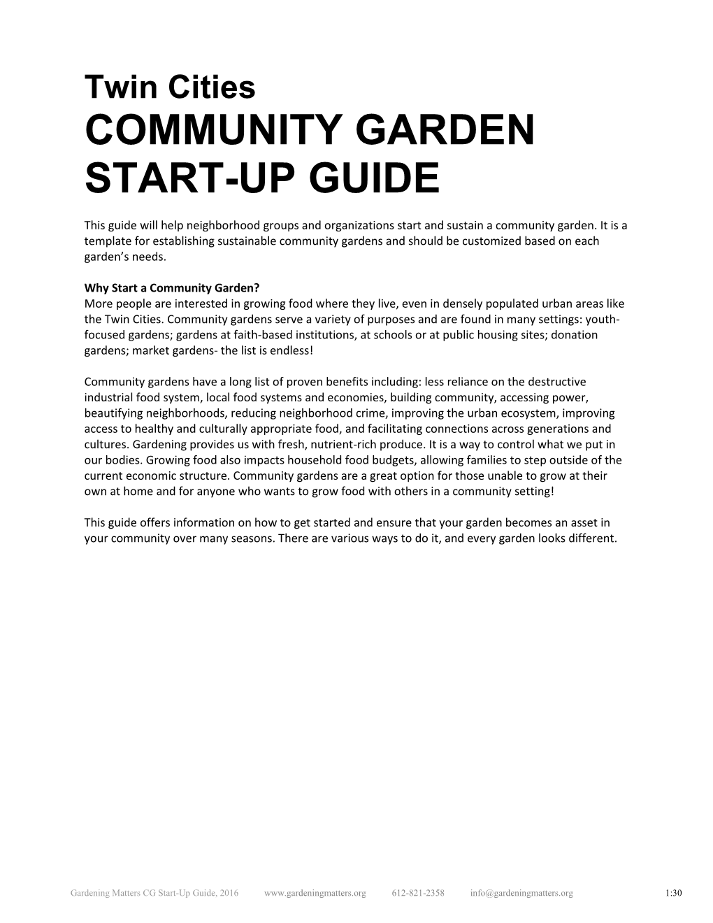 Twin Cities COMMUNITY GARDEN START-UP GUIDE