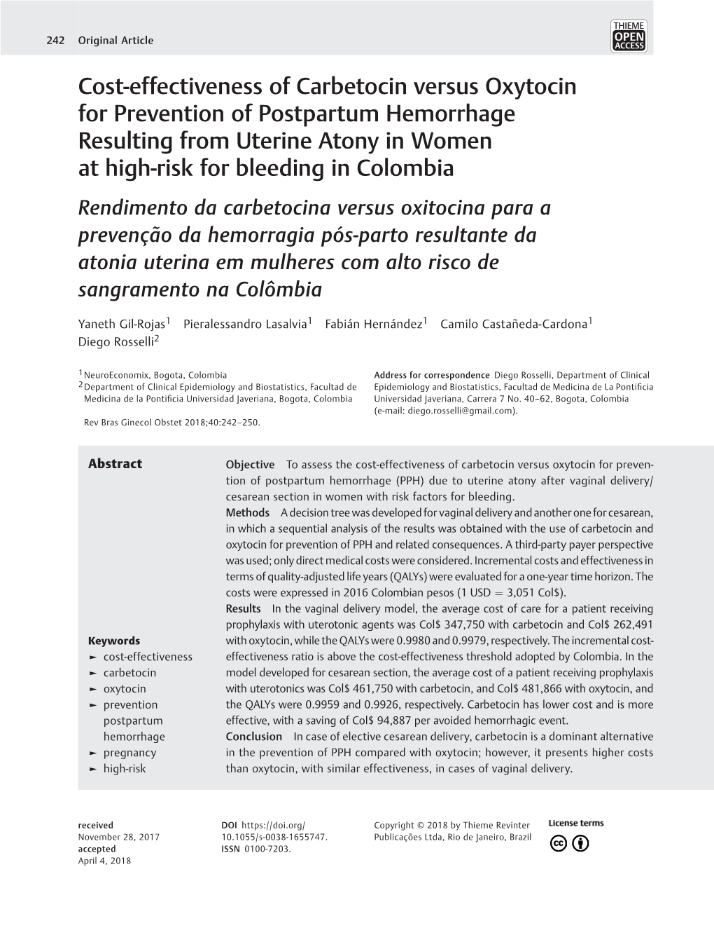 Cost-Effectiveness of Carbetocin Versus Oxytocin for Prevention Of