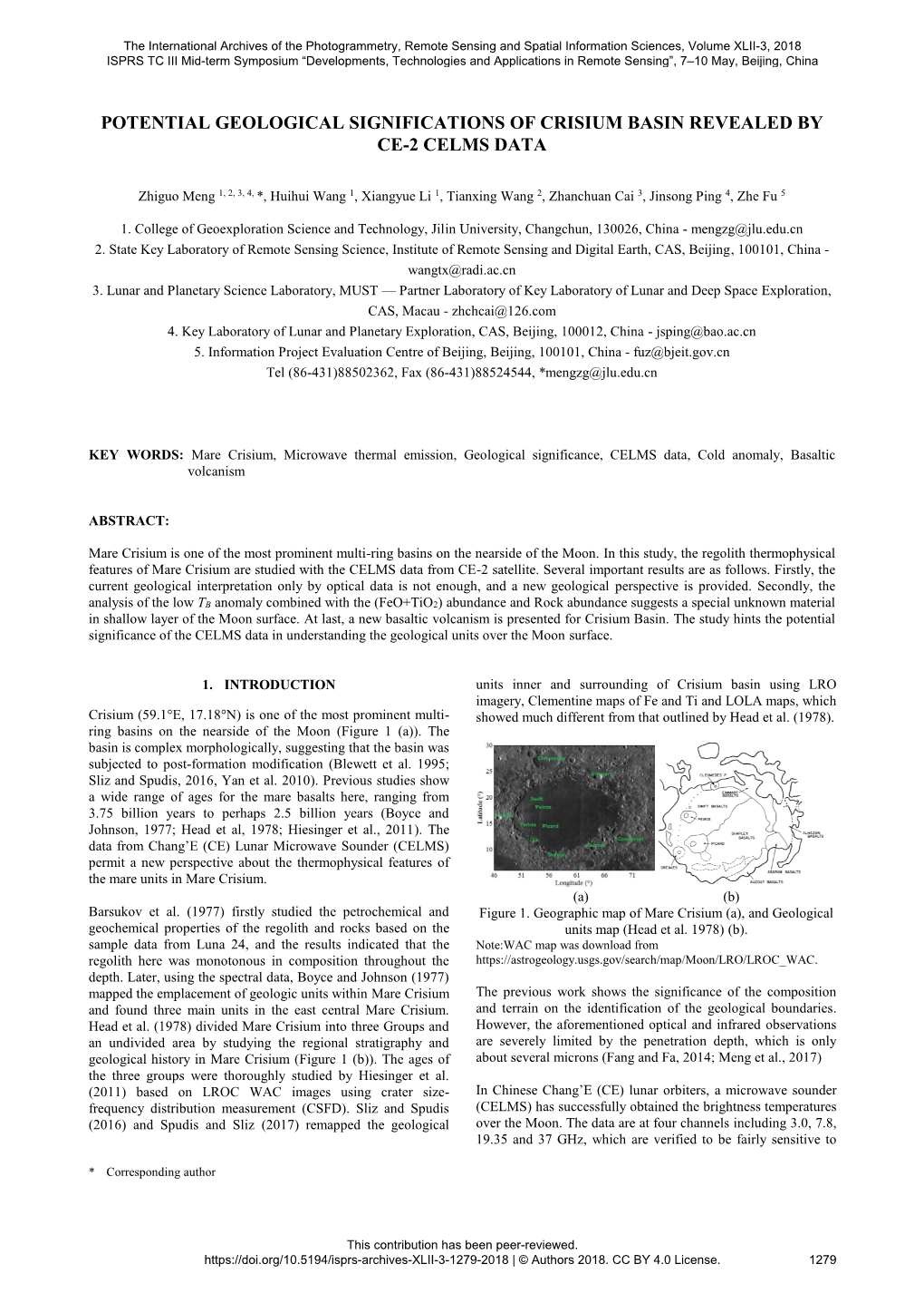 Potential Geological Significations of Crisium Basin Revealed by Ce-2 Celms Data