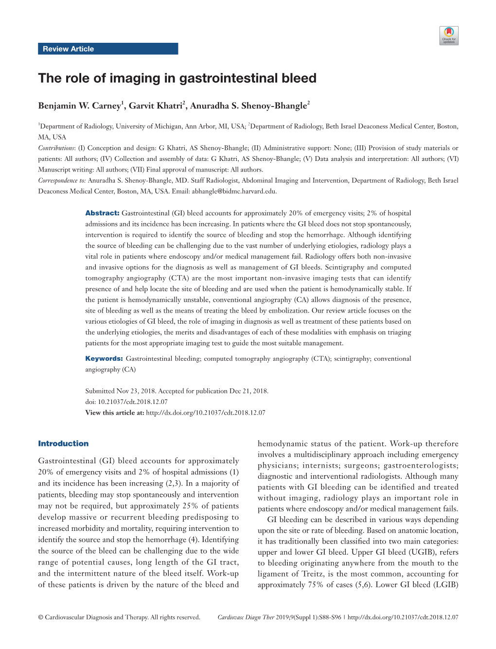 The Role of Imaging in Gastrointestinal Bleed