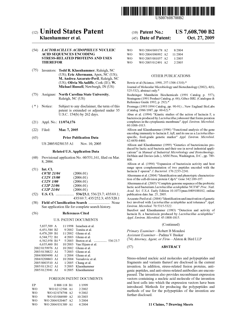 (10) Patent No.: US 7608700 B2