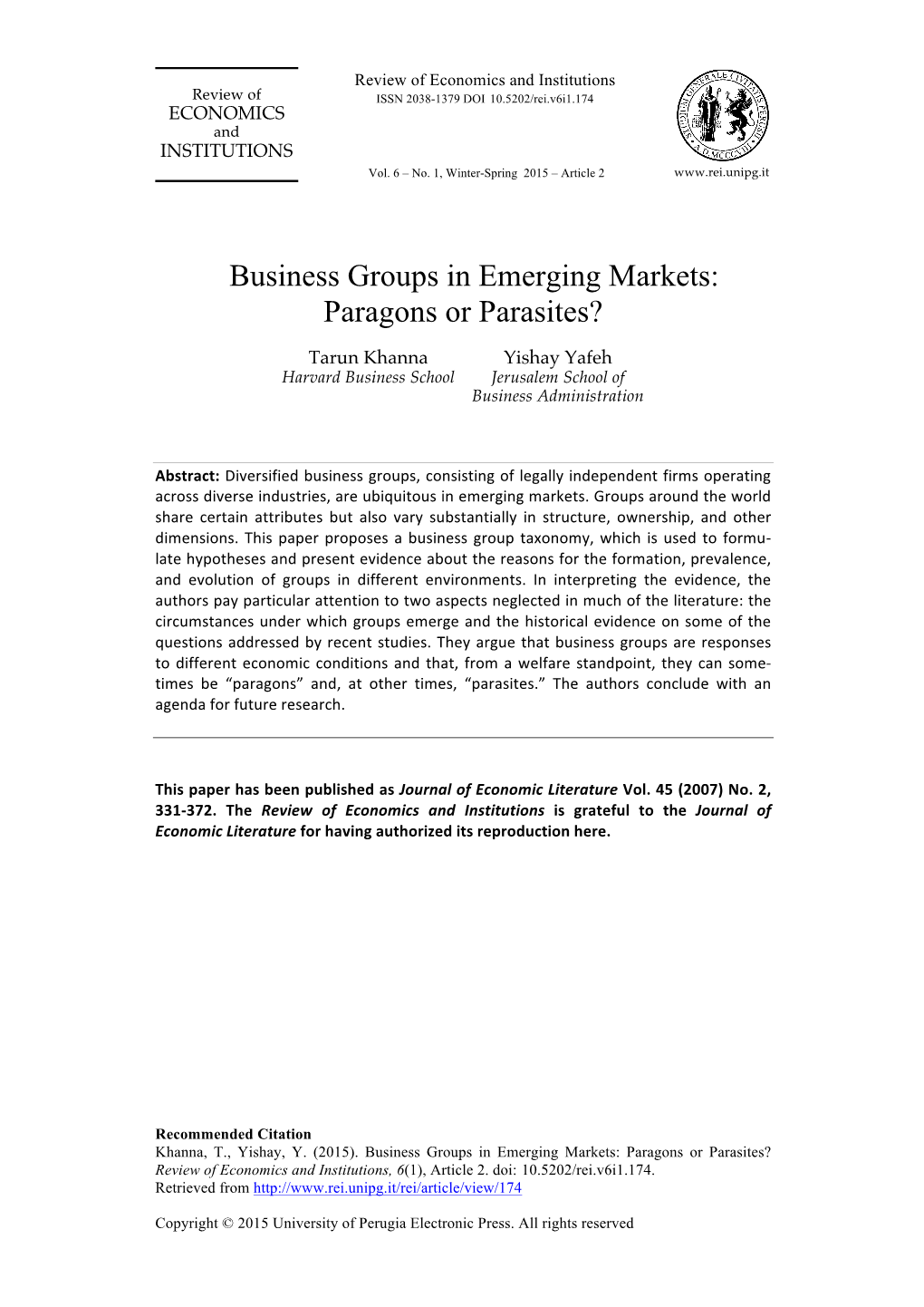 Business Groups in Emerging Markets: Paragons Or Parasites?