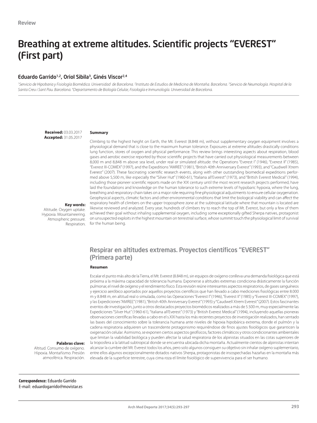 Breathing at Extreme Altitudes. Scientific Projects “EVEREST” (First Part)