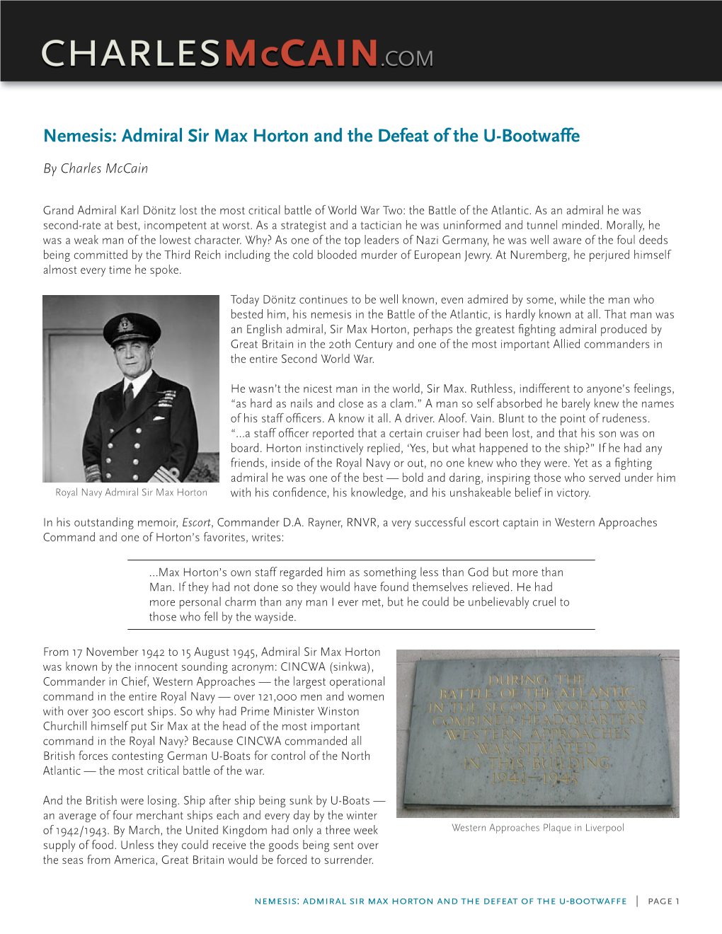 Nemesis: Admiral Sir Max Horton and the Defeat of the U-Bootwaffe