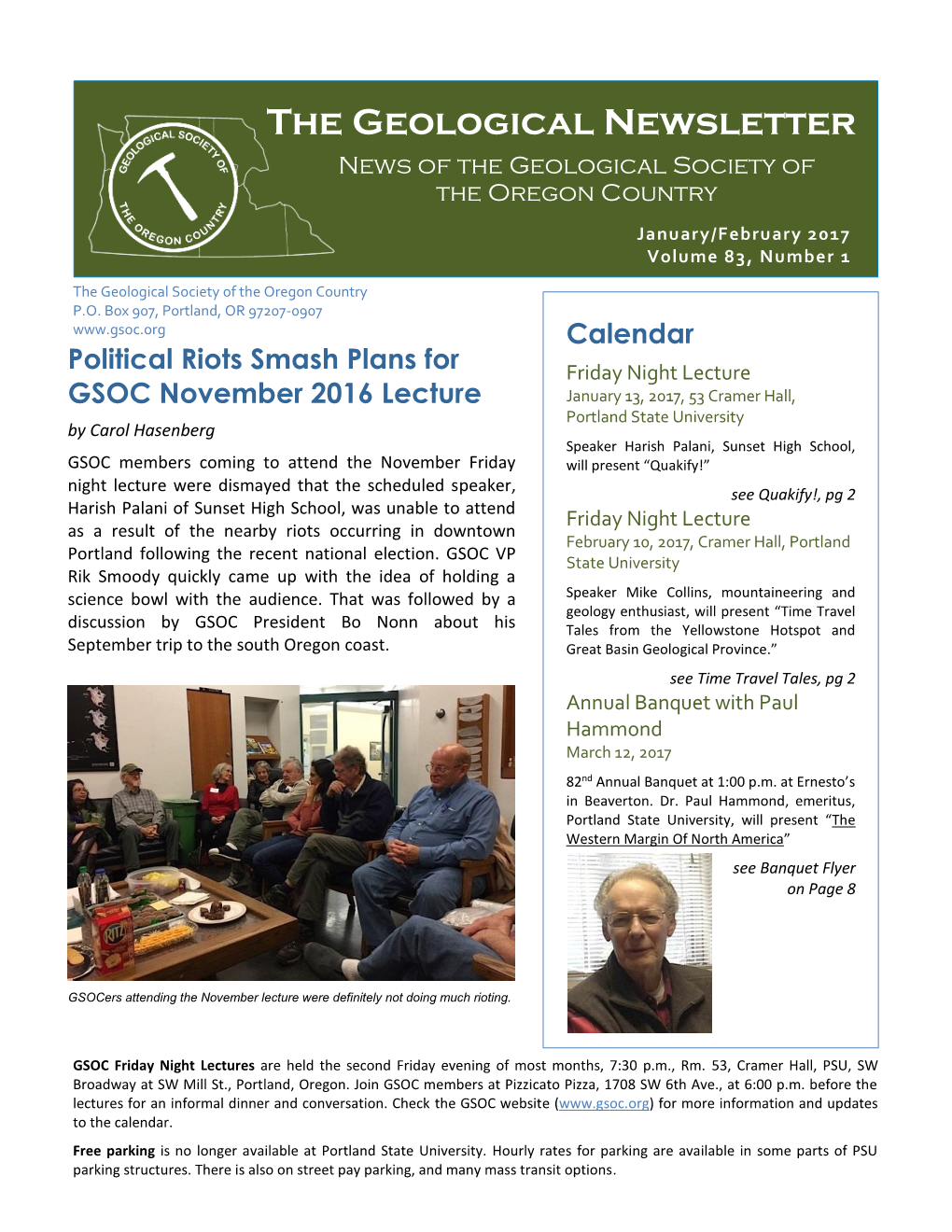 The Geological Newsletter News of the Geological Society of the Oregon Country