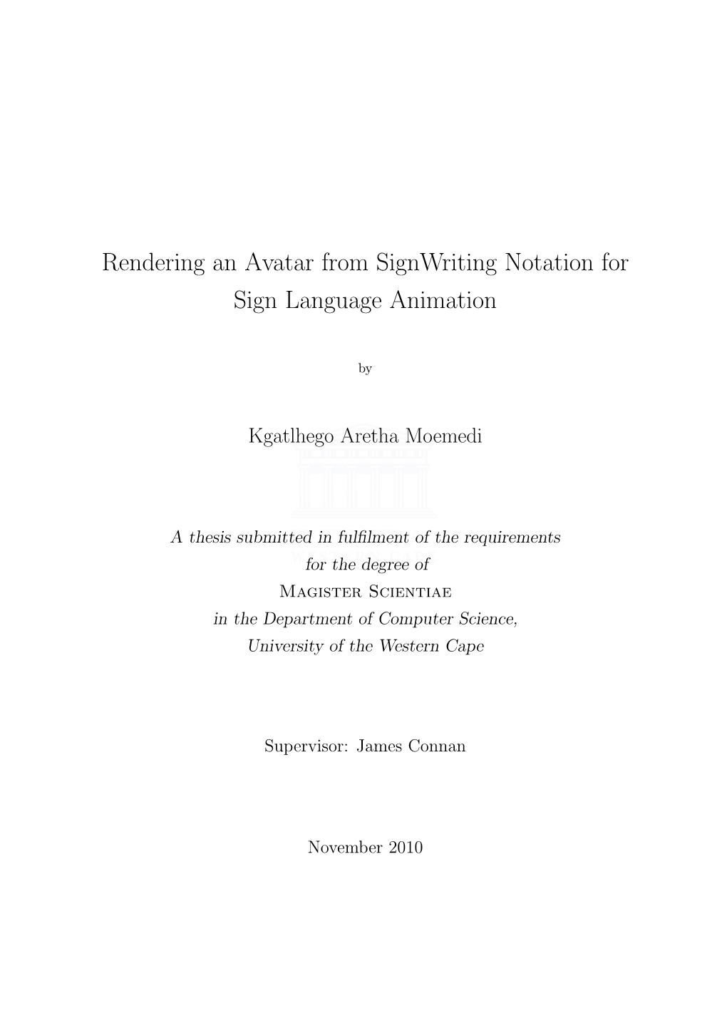 Rendering an Avatar from Signwriting Notation for Sign Language Animation