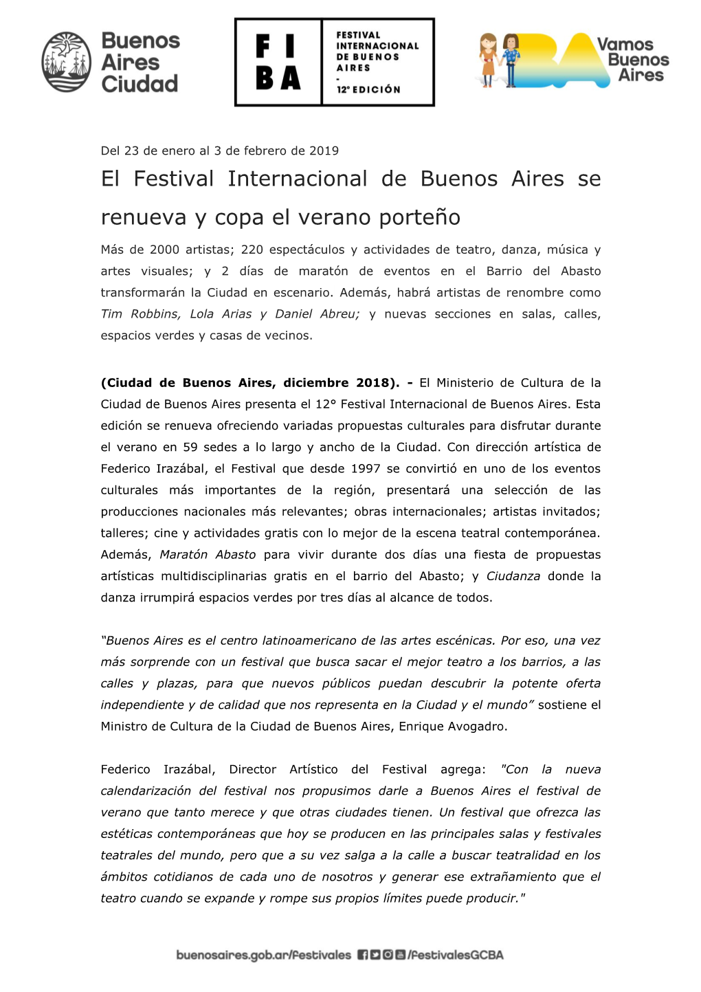 El Festival Internacional De Buenos Aires Se Renueva Y Copa El Verano Porteño