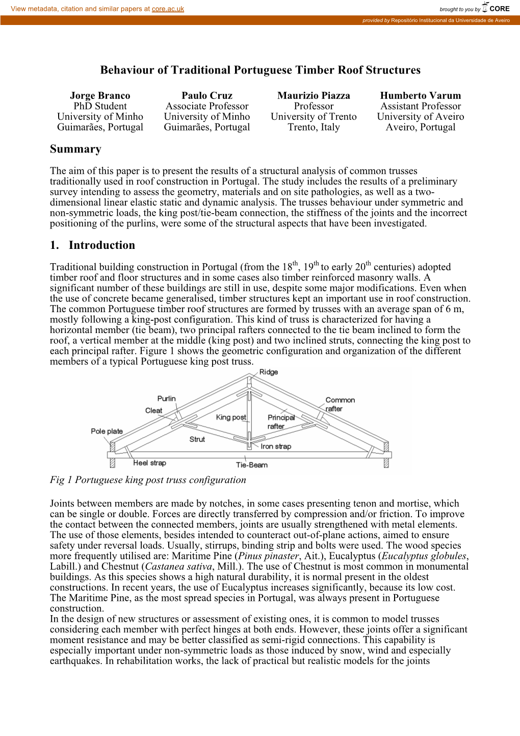 Experimental Analysis of Original and Strengthened Traditional Timber