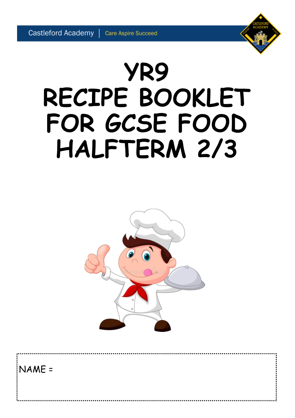 Yr9 Recipe Booklet for Gcse Food Halfterm 2/3