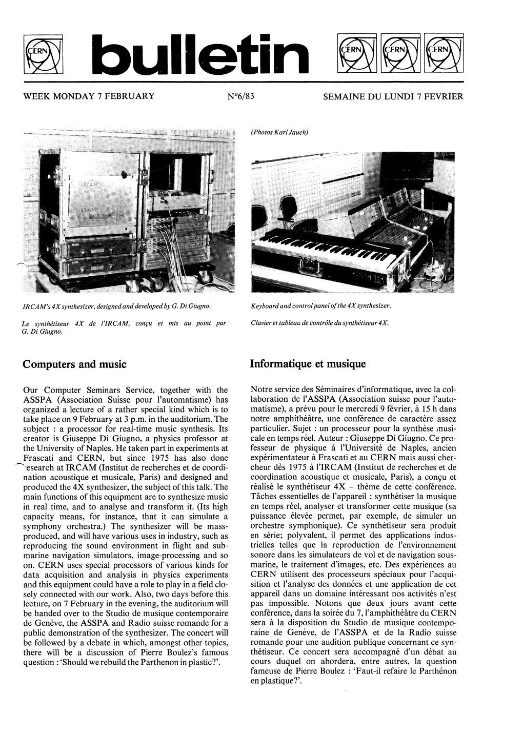Computers and Music Informatique Et Musique