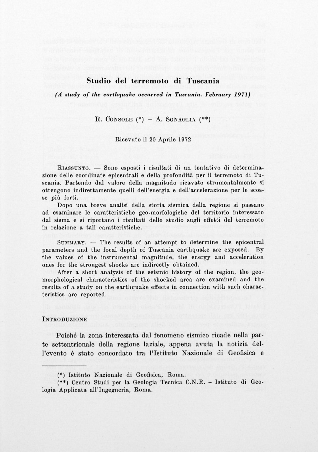 Studio Del Terremoto Di Tuscania