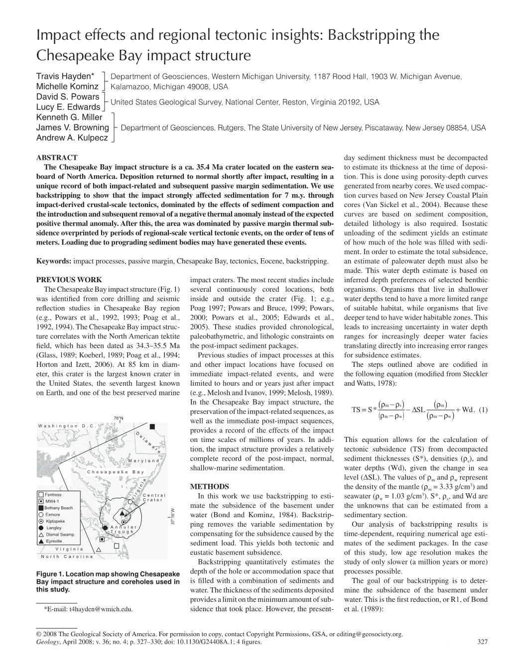 Impact Effects and Regional Tectonic Insights: Backstripping the Chesapeake Bay Impact Structure