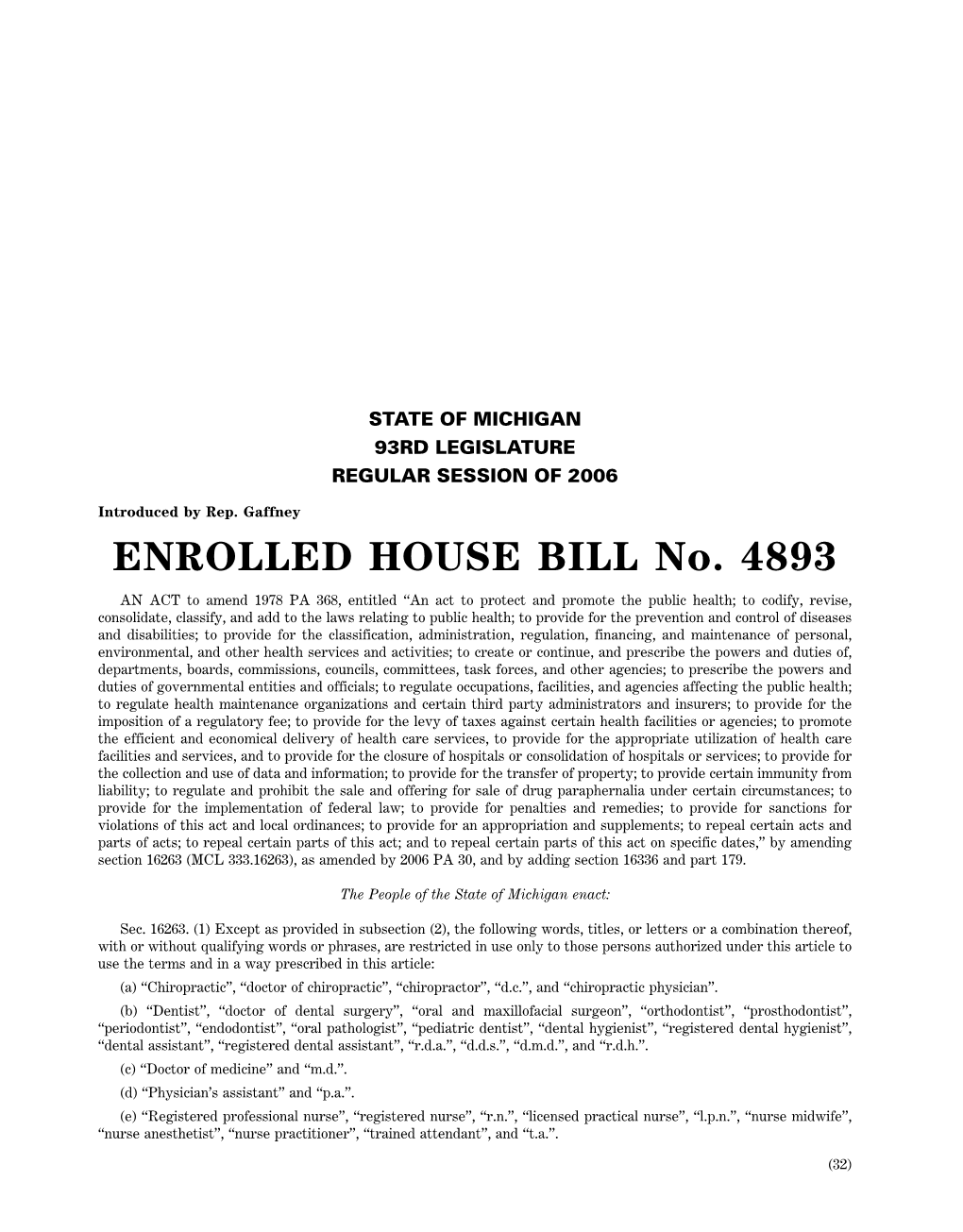 ENROLLED HOUSE BILL No. 4893