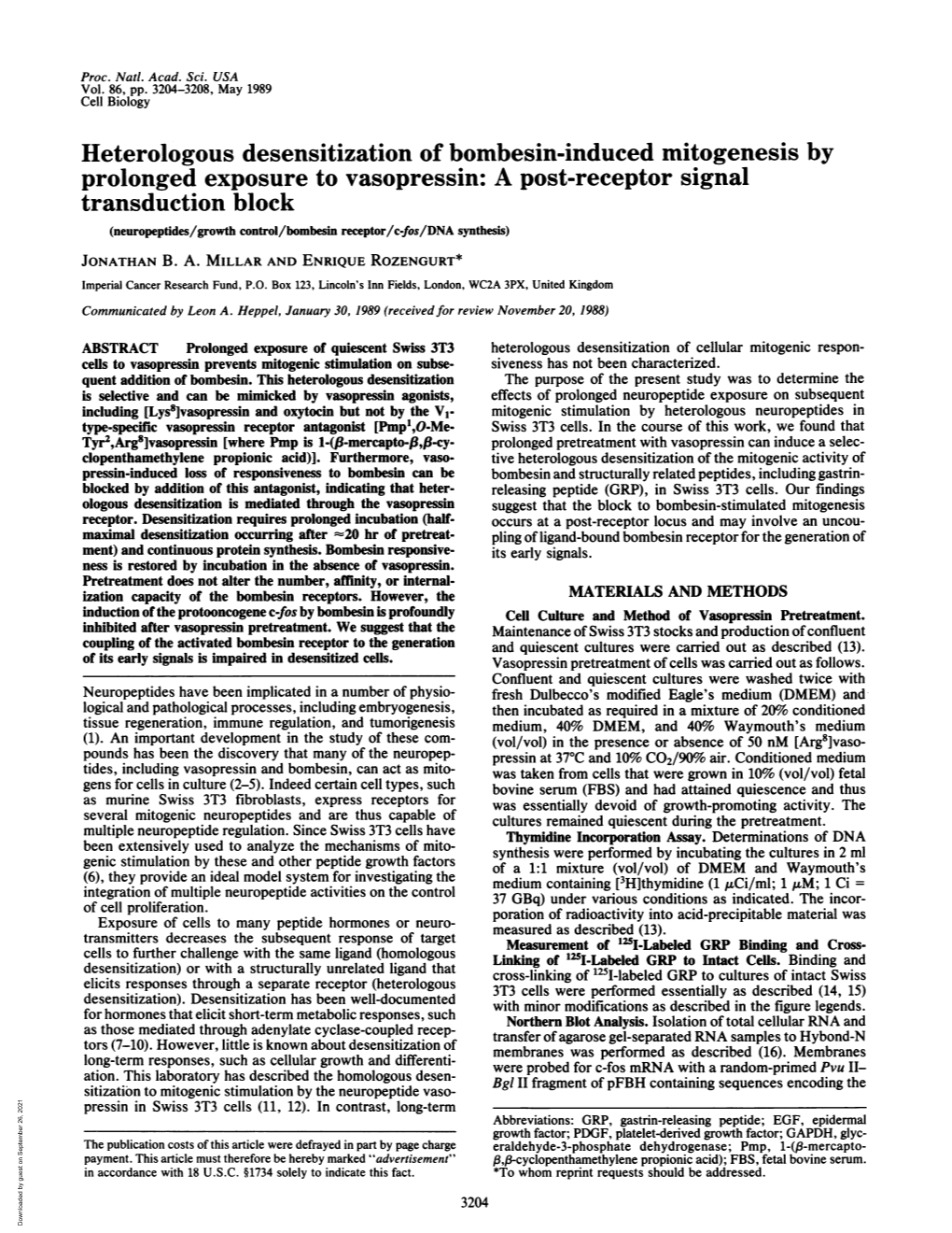 Heterologous Desensitization of Bombesin-Induced