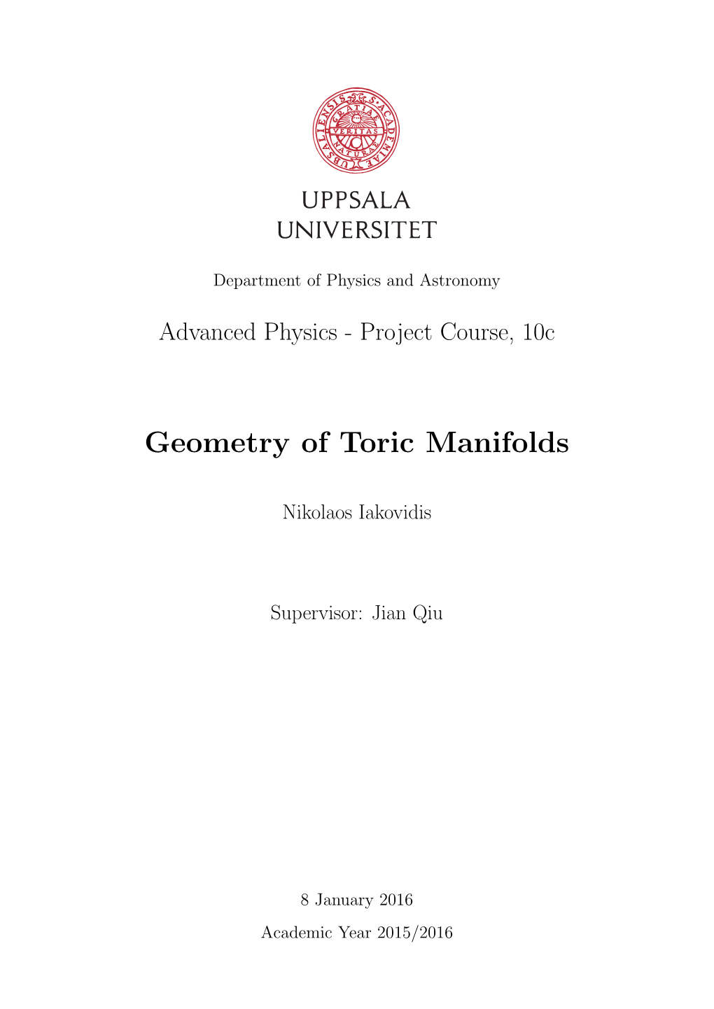 Geometry of Toric Manifolds