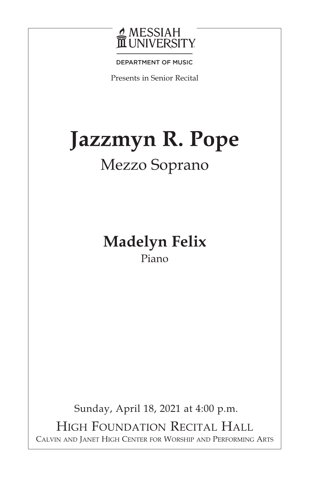 Jazzmyn R. Pope Mezzo Soprano