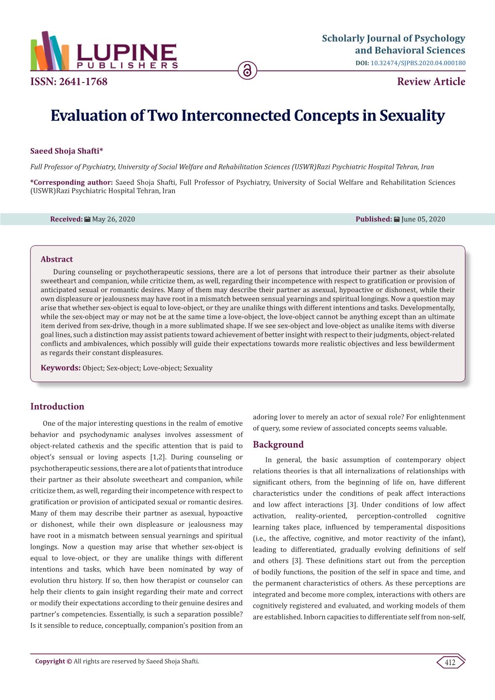 Evaluation of Two Interconnected Concepts in Sexuality