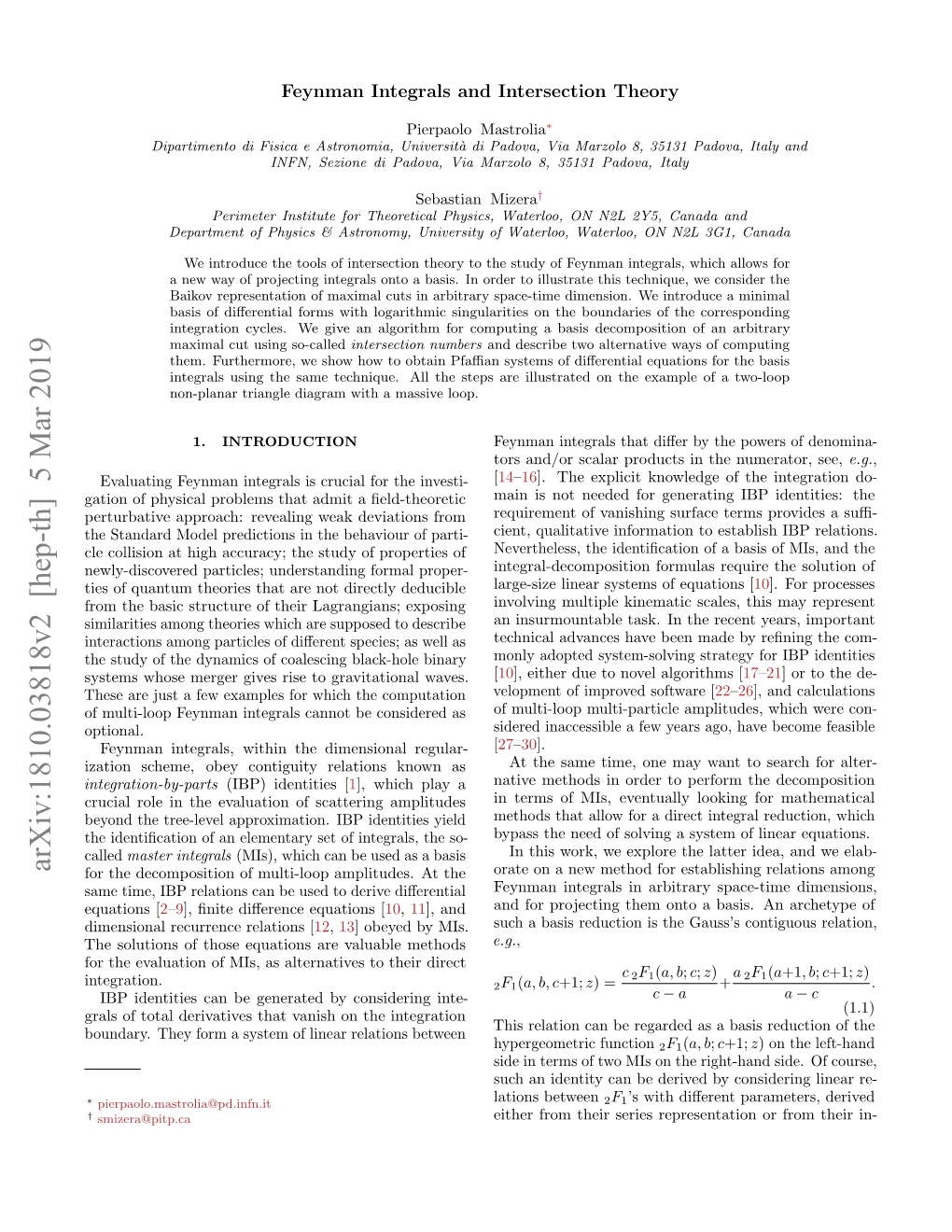 Feynman Integrals and Intersection Theory