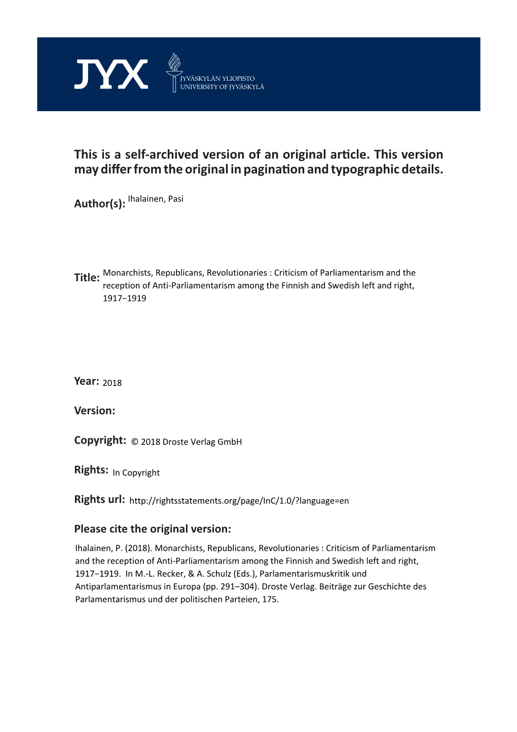 This Is a Self-Archived Version of an Original Article. This Version May Differ from the Original in Pagination and Typographic Details