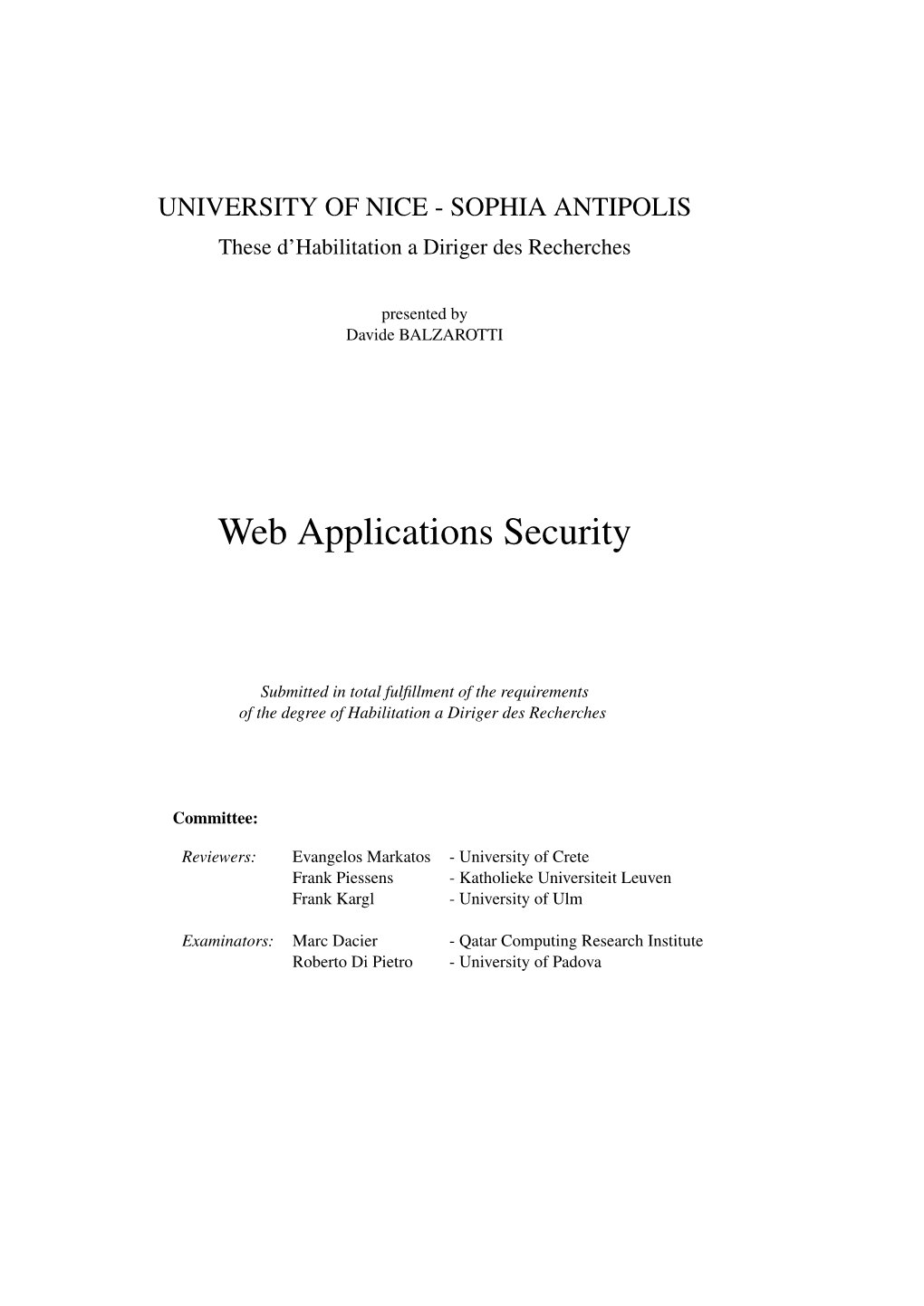 Web Applications Security